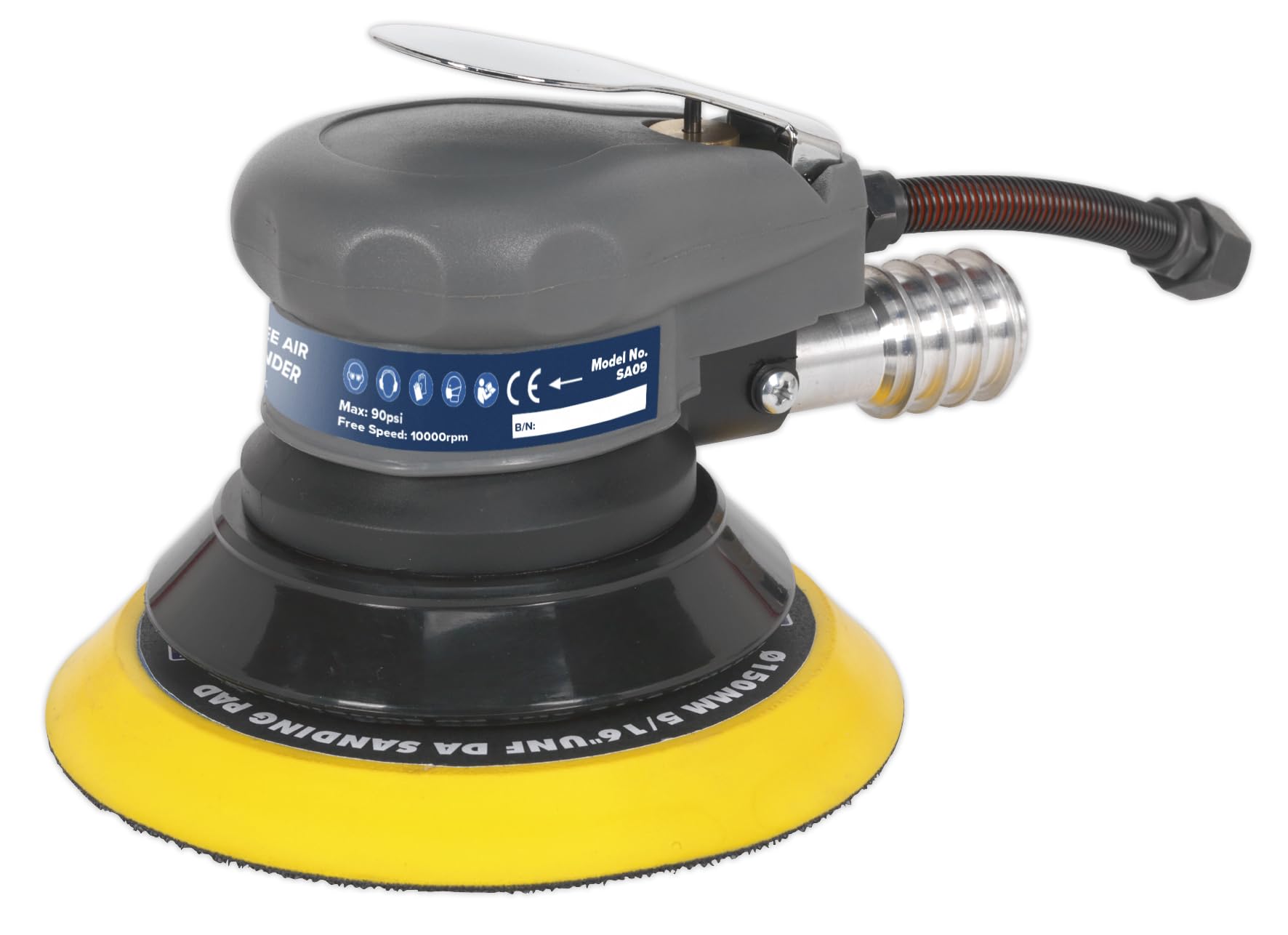 Sealey Sa09 Air Palm Orbital Sander 150Mm Dust-Free