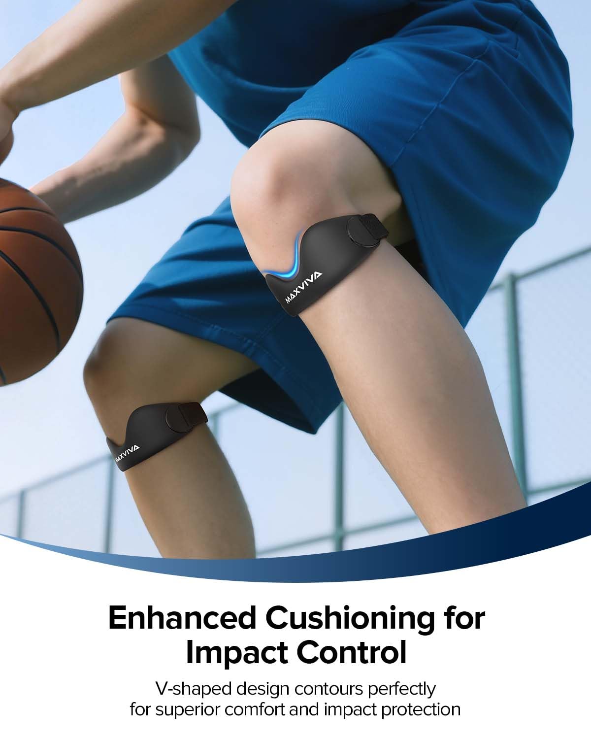 Patellar Tendon Support Strap 2 Pack, Knee Brace for Women & Men, Patella Band for Running Hiking Basketball Gym Fitness Tennis Badminton Cycling, Offers Relief from Meniscus Tear and Knee Pain. Black