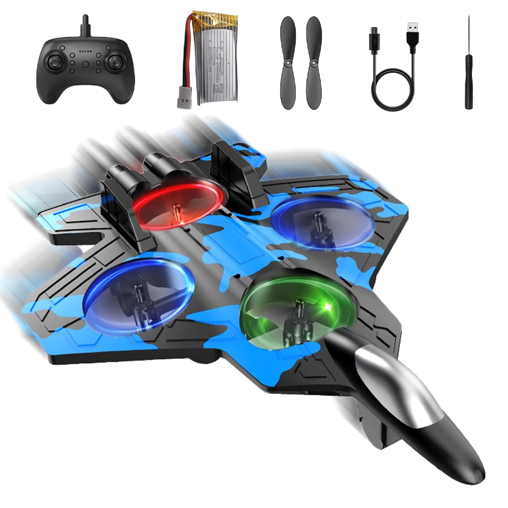 HATFRYF RC Plane Toy for Kids, 2.4GHz Remote Control Plane, RC Aeroplane 360° Stunt Roll, Toys Gifts for 3-12 Year Old Boys Hooded Cloak