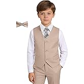 Boy 5-Piece Formal Suit Set Slim Fit Vest Pants Collared Dress Shirt Tie Kids Baby Boy Teen Ring Bearer Gentleman Outfits