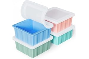 GGOW Silicone Freezer Tray for Soup Ice Cubes: 2-Cup Freezing Tray for Meal Prep - 4Pack Silicon Soup Portion Freeze Tray Make Stock Souped Ice Cube
