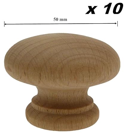 10 X Beech Wood Drilled Kitchen Cabinet Drawer Door Pull Knob