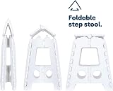 LIVIVO Folding Step Stool White Two Tier Anti Slip 150kg Carry Handle view 3