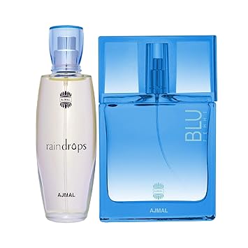 Ajmal Raindrops EDP Floral Chypre Perfume 50ml for Women and Blu Femme EDP Floral Woody Perfume 50ml for Women + 2 Parfum Testers FREE