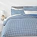 Amazon Basics Lightweight Microfiber Duvet Cover Set with Snap Buttons, Full/Queen, Gingham Plaid