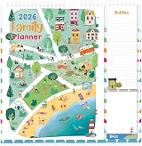 1ABOVE 2026 Family Organiser Calendar Wall Planner with Memo Pad & Shopping List view 1