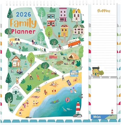 1ABOVE 2026 Family Organiser Calendar Wall Planner with Memo Pad & Shopping List