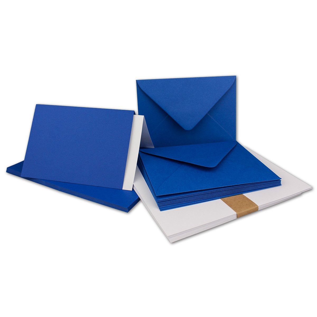 Folded cards, DIN A6 – C6, wet sealing, with inlay 25 Karten-Sets royal blue