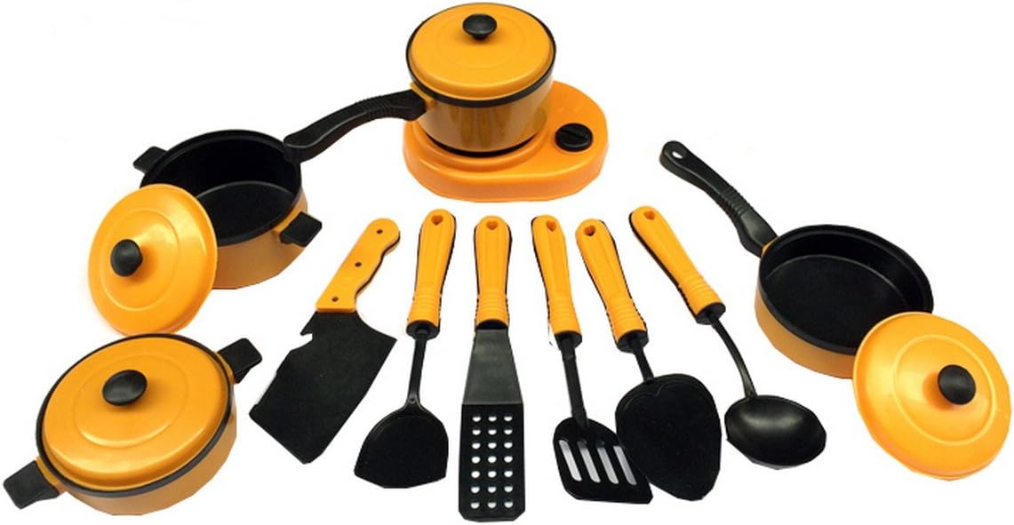 11Pcs Kids House Kitchen Toy Cooking Food Dishes Cookware Pretend Play Kitchen Playset for Kids