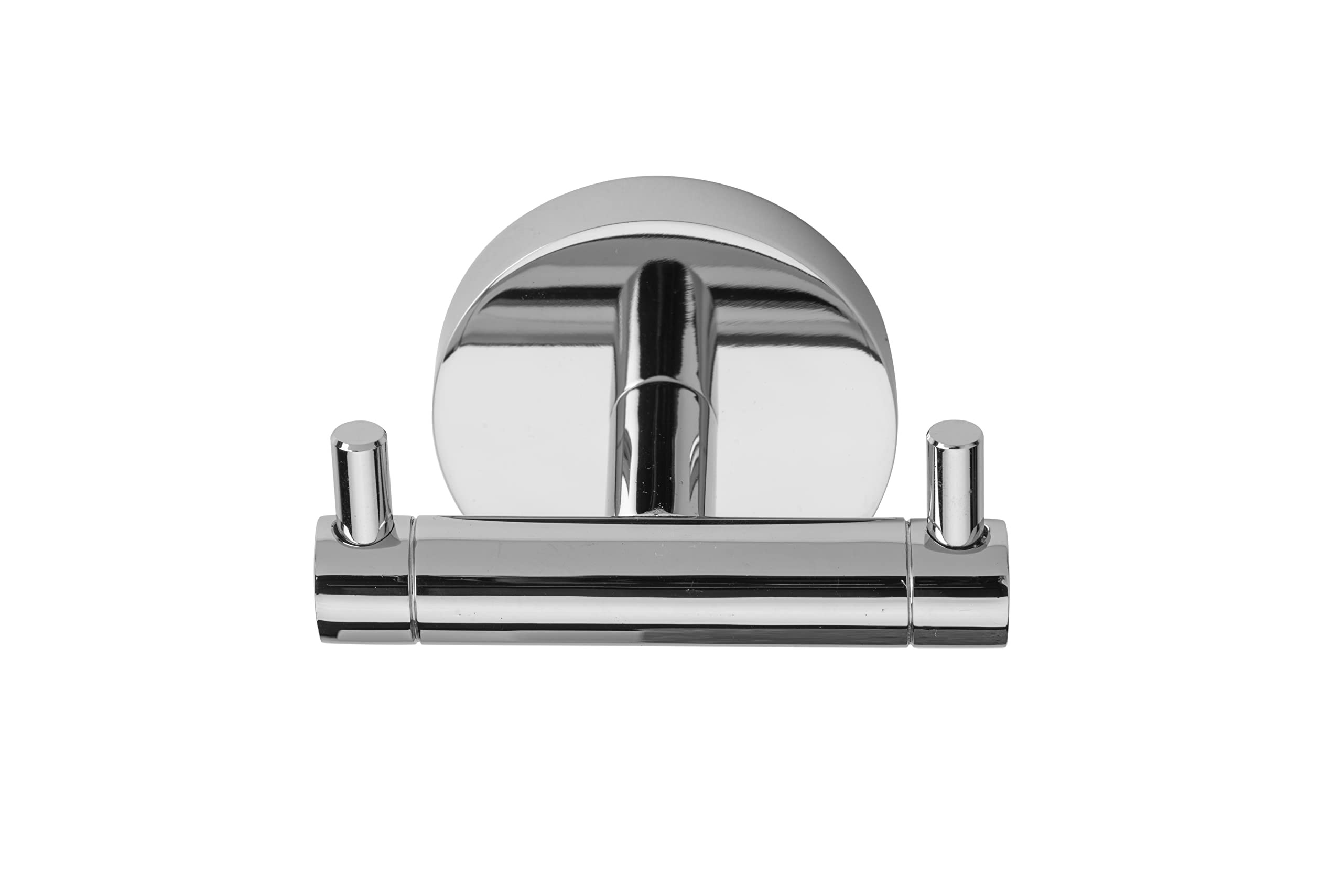 Croydex Flexi-Fix Britannia Durable Brass and Stainless Steel Construction Flat Double Robe Hook, Silver