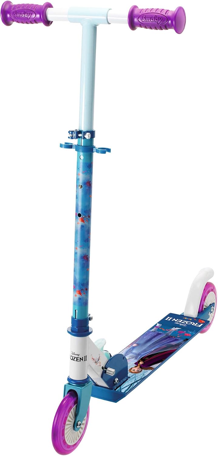 Smoby - Frozen - 2-Wheel Foldable Scooter - 3-Level Adjustable Handlebar - Silent Wheels - From 5 Years Old - Maximum Weight 50 Kgs