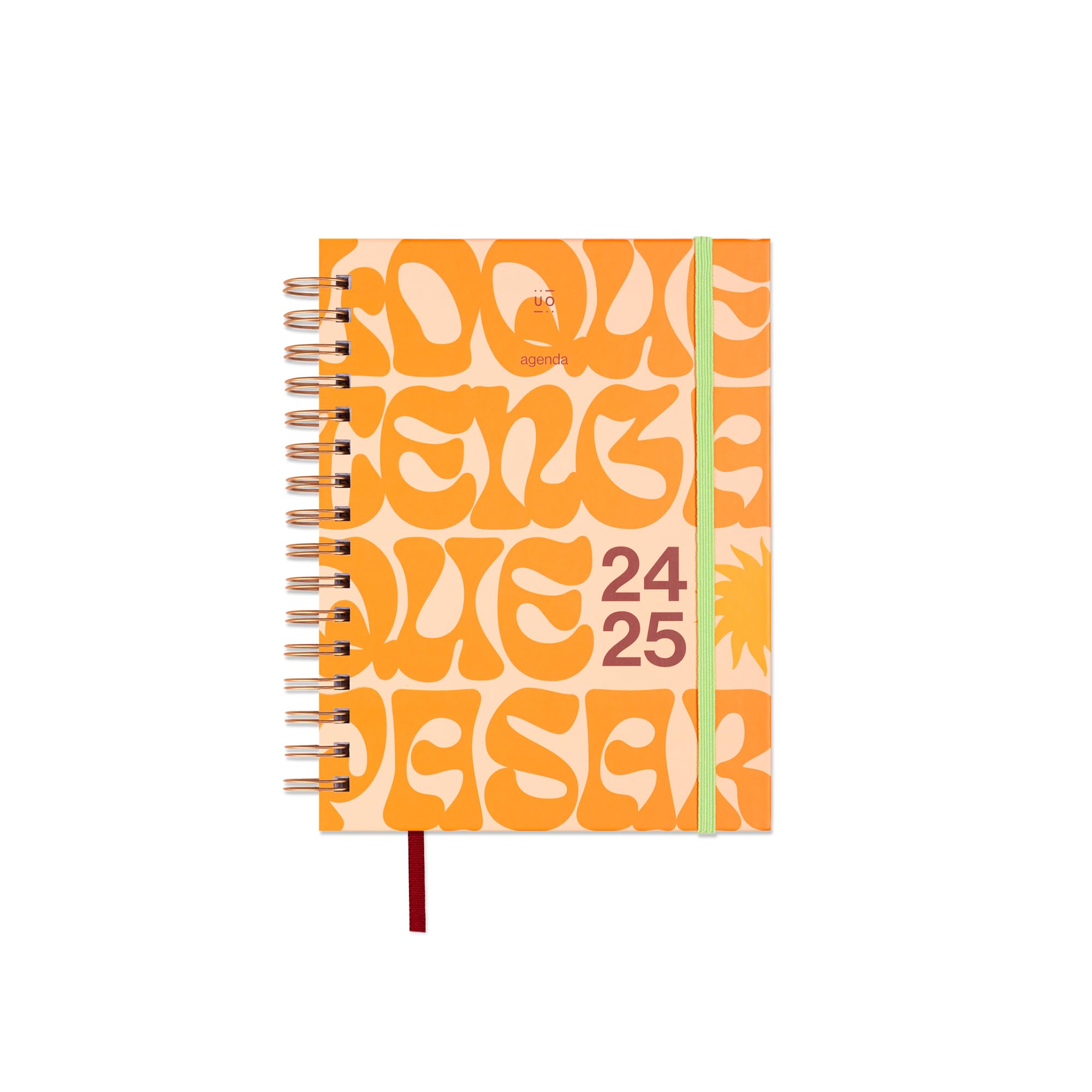 UO School Diary And What Happens Day Page: Starts in September 2024 and ends in August 2025, Hardcover, with 127 Stickers, Elastic Band and Record Tape, Orange