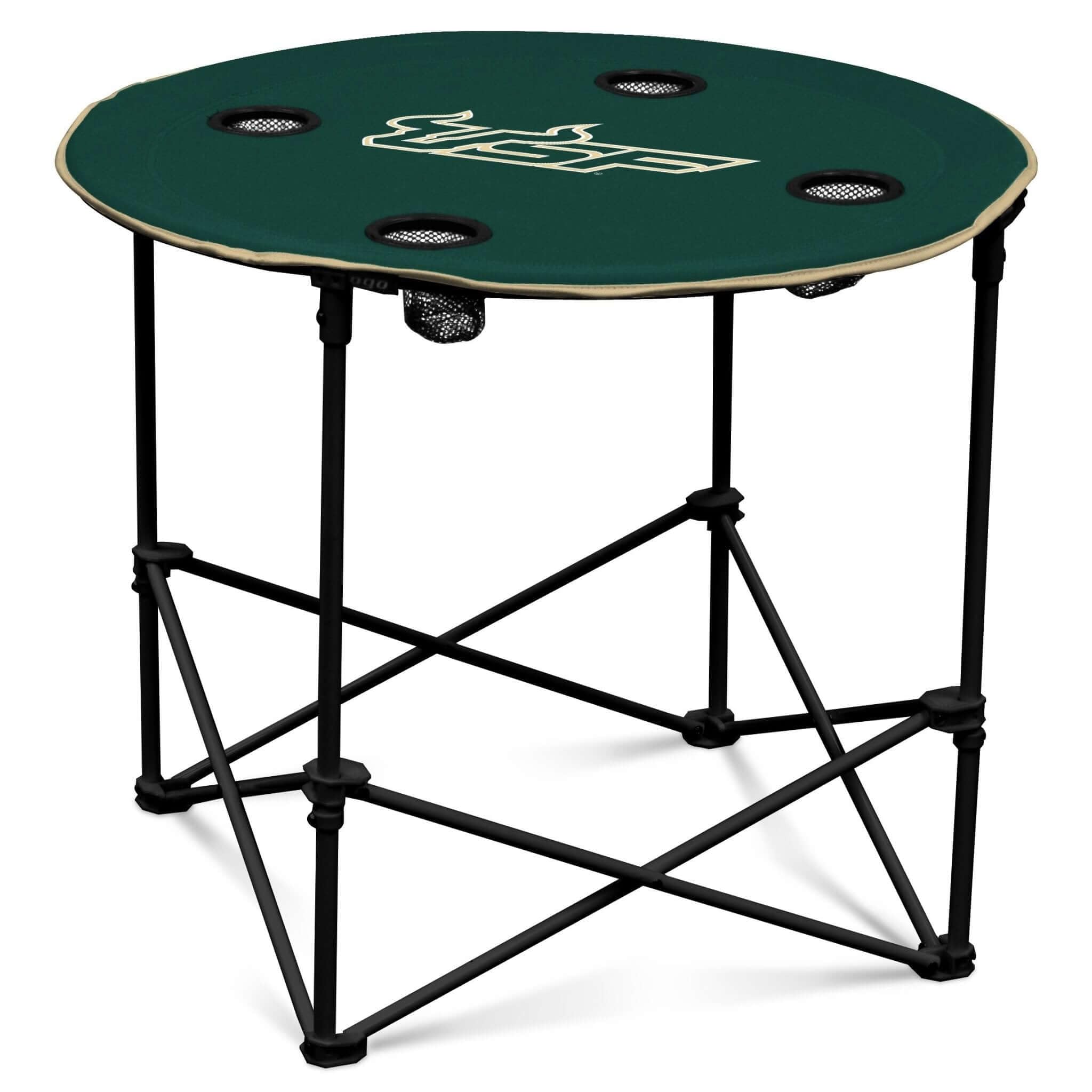 Logo Brands NCAA Georgia Bulldogs Round Tailgating Table – Portable with Foldable Legs, 4 Cup Holders, Powder-Coated Steel, and 27.6" Surface Diameter, Team Color Image