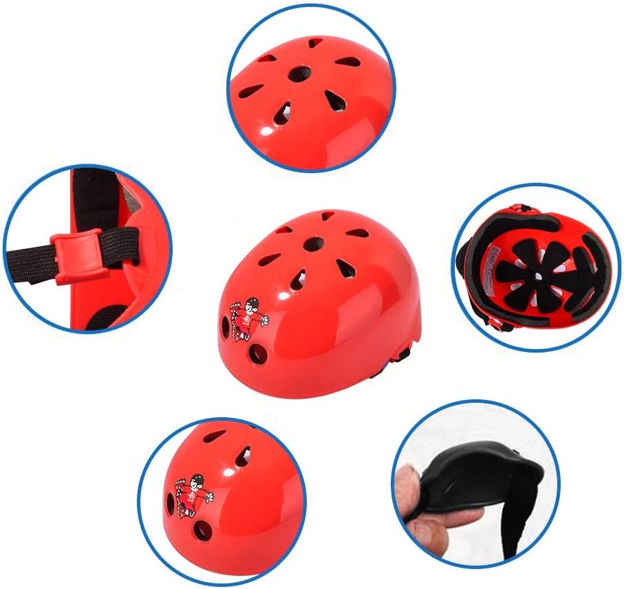 6-14 anni Protezione di Casco Bambini Set Casco Bici Protezioni Set per  Bambini Regolabile Gomitiere Polso Ginocchiere per Skateboard Pattini in  Linea Bicicletta per Pattini a Rotella rosso, M Giochi e giocattoli