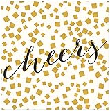 C.R. Gibson Holiday Cheer 20 Count Beverage Napkins, Gold/White
