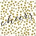 C.R. Gibson Holiday Cheer 20 Count Beverage Napkins, Gold/White