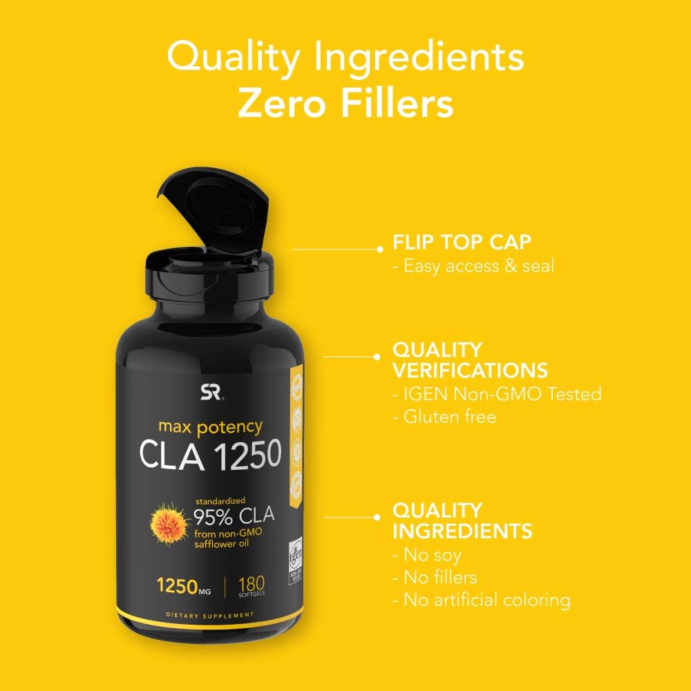 Max Potency CLA 1250 (180 Softgels) with 95% Active Conjugated Linoleic Acid ~ Weight Management Supplement for Men and Women: Health & Personal Care