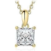 JewelryPalace 1ct Moissanite Solitaire Pendant Necklace for Women, 14K White Yellow Rose Gold Plated 925 Sterling Silver Necklaces for Her, Classic Simulated Diamond Jewelry Set, 18 Inches chain