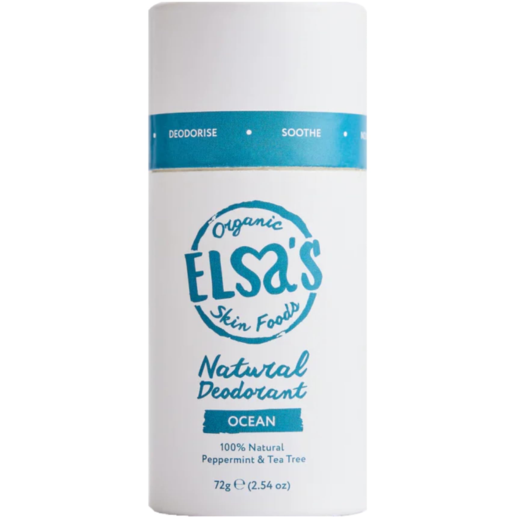 Elsa's Organic Skin Foods - Natural Deodorant Stick - Ocean - Aluminum Free - No Sodium Bicarbonate - 100% Compostable - Plastic Free