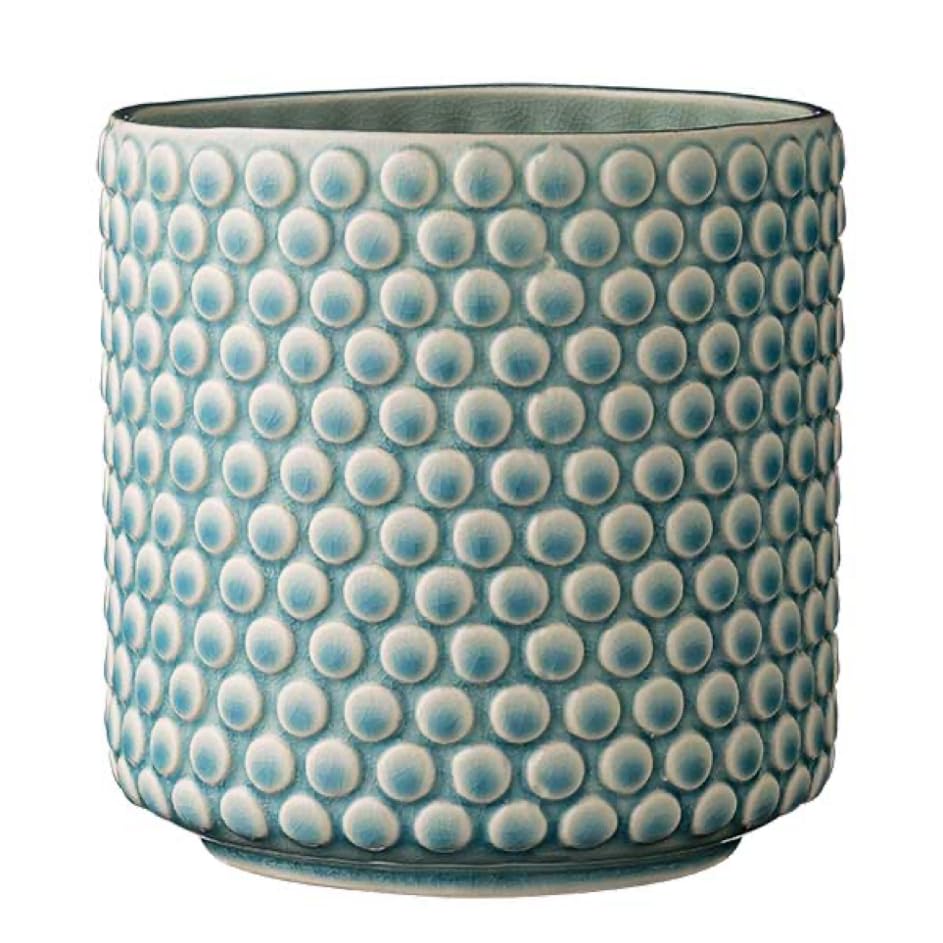 Nordring Ceramic Flower Pot Dotty - colorful Planter, Pot for plants, sukkulents Size L (15,5 cm ø) Dia 6'' H 6'', Stoneware, sky blue