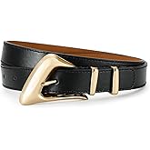AI DEEBLUE Women's Leather Belts for Jeans Dress Black Brown Belts for Women Waist Belts with Gold Silver Buckle