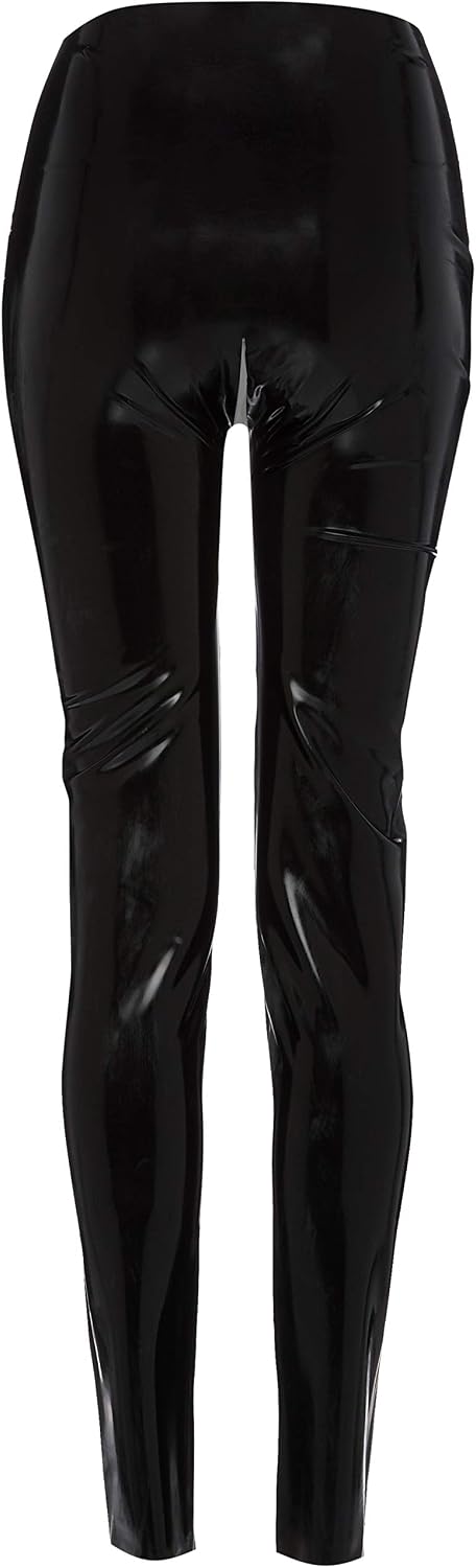 The Latex Collection Crotchless Latex Leggings, Black, Small, Black (Nero 001) - Image 3