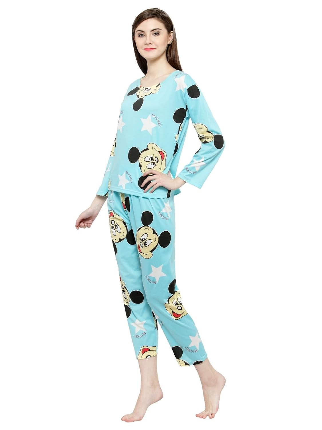 n-gal women blue black printed nightwear pajama loungewear set - nayn41-blue