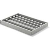 MUJI 44596531 Layered Velour Case for Necklace, Acrylic Case, Gray, Width 9.3 x Depth 6.1 x Height 1.0 inches (23.5 x 15.5 x 2.5 cm)