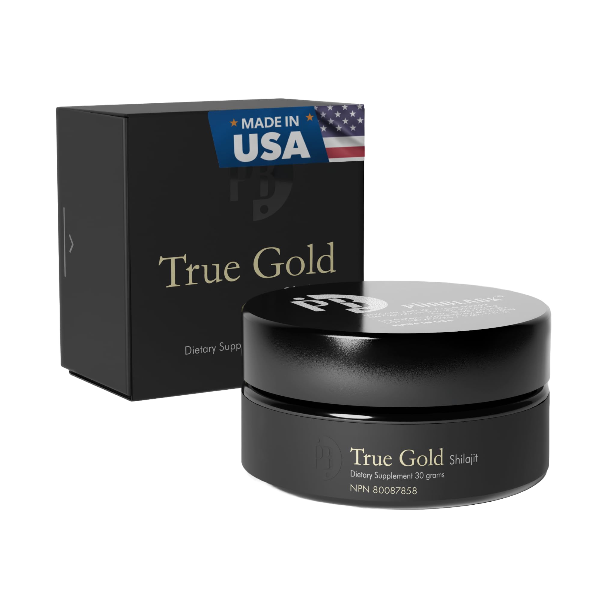 Pürblack Live Resin True Gold & Silver Shilajit - Genuine, High-Efficacy, 4th Generation Shilajit (30g Jar)