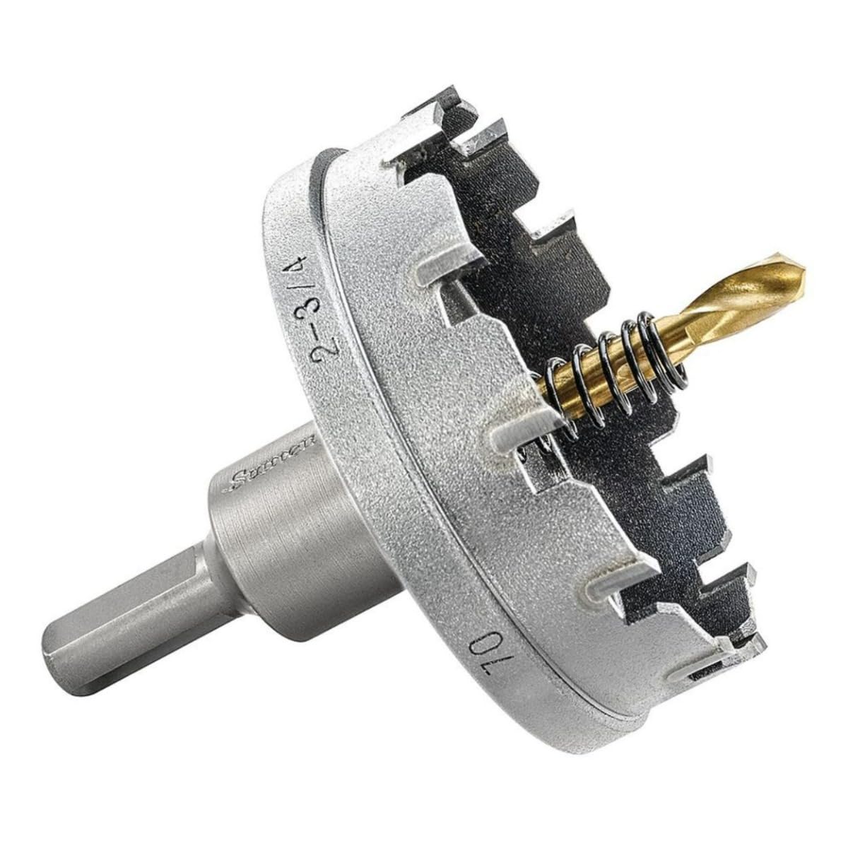 Starrett Tungsten Carbide Tipped Hole Saw - SM70 Sheet Metal Cutter With Arbor & Pilot Drill Bit - For Drilling Stainless Steel Aluminum Alloy - 70 mm