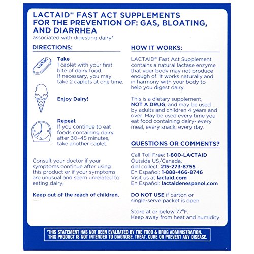 Lactaid Fast Act Lactose Intolerance, Lactase Enzyme Pills 32 single