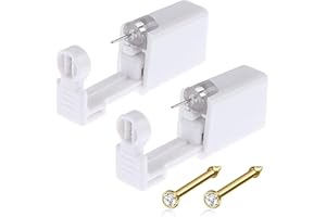 LYUXZAD Nose Piercing Gun Kit - 6Pcs Self Nose Piercing Kit Unit Disposable Nose Piercing Gun Including 2Packs Noses Piercing Gun with 2Pcs Built-in Nose Studs and 2Pc Clean Tools for Nose Cartilage Tragus Helix Piercing Kit(Gold)