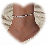 Crymystal Bohemian Conch Shell Anklet for Women Vintage Conch Ankle Bracelets Chain Bracelet Black and White Bead Anklets Summer Beach Anklet Foot Chain Jewelry for Girls Gifts