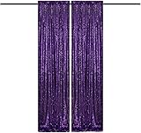 TCBESTO Purple Sequin Backdrop Curtains Glitter