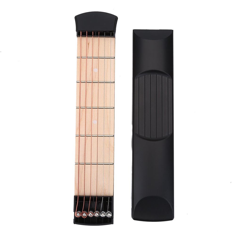 Dilwe Pocket Guitar, 6 Fret Portable Left Hand Pocket Guitar Practice Tool Guitar Gadget Chord Trainer for Beginner Guitarist Practice Training …