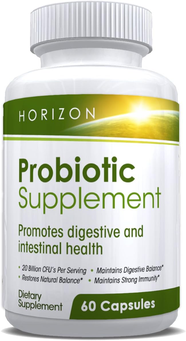 Horizon Probiotic Supplement #1 Recommended Probiotics Promotes Digestive, Intestinal Health, Strengthen Immune System Supports Optimal Health and Helps Weight Loss All Natural Formula with Lactobacillus, Acidophilus, and 20 Billion Organisms