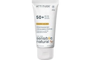 ATTITUDE Sensitive Skin Baby Mineral Sunscreen SPF 50, Broad Spectrum Zinc Oxide, EWG Verified, Mineral-Based, Non-Nano, Ligh