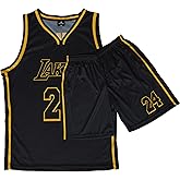 RASUB Kids Basketball Jersey 2 Piece Kit Sleeveless Youth Fan Jersey Girls/Boys 2-14 Years Outfit