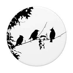 3 Cedar Waxwings in Black and White PopSockets