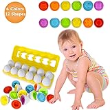 Angusiasm Preschool Learning Toys Age 1 2 3 4+, Matching Eggs with Yellow Eggs Holder Educational Game Gift Toy for 1 years old and up Toddler Girls Boys