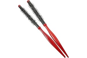 Luxshiny 2Pcs Wooden Round Hair Brush with Natural Boar Bristles for Women and Men Small Blow Drying Roll