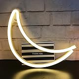QiaoFei Decorative Crescent Neon Moon LED Moon Art Marquee Signs-Nursery Night Lamp Gift-Wall Decor Lighs for Birthday Party,