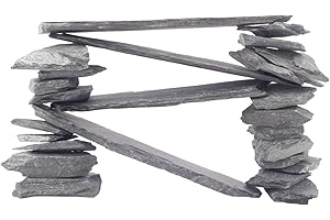 CFKJ [18 Pounds] Natural Slate Stone Rocks, Mix of Rocks About 2 to 5 inches and 4 Piece 8 inches Slate Stone Rocks for Aquascaping, Aquariums, Terrariums, Amphibian Enclosures