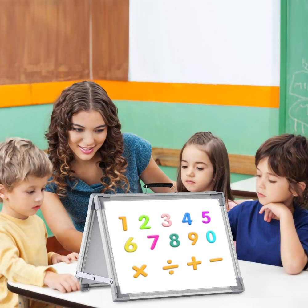 Small Whiteboard Dry Erase Boards, Portable White Board Double Sided Magnetic Board Stand, Foldable Desktop White Boards for Kids Students Teacher for School Home Kitchen Office 12x16 Inch : Office Products