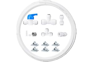 HAOCHEN Safe Ice Maker/Refrigerator Water Line Kit, Fridge Water Line Connection and IceMaker Installation Kit (Install Easily) for Reverse Osmosis Systems & Water Filters(1/4" & 3/8" Output) (white)
