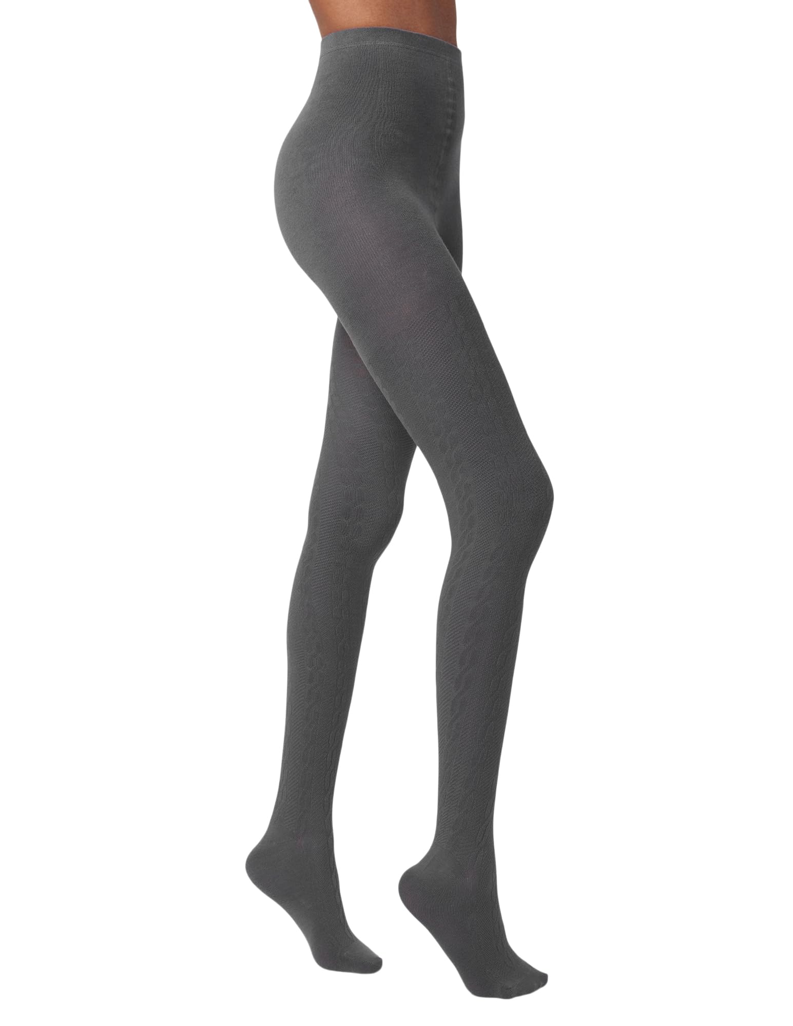 HUE Women’s Sweater Tights, Grey Cable, Medium-Large