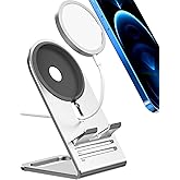 HALLEAST for Magsafe Charger Stand, Updated Aluminum Alloy Charging Holder Perfectly Compatible with for Apple iPhone 17/16/15/14 Plus/14 Pro Max/14 Pro/14/13 Mini for 17/16/15/14/13/12 Series, Silver