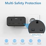 Mscien UK to EU Plug Adapter with 3 USB, 7-in-1 Travel Charger Black view 7