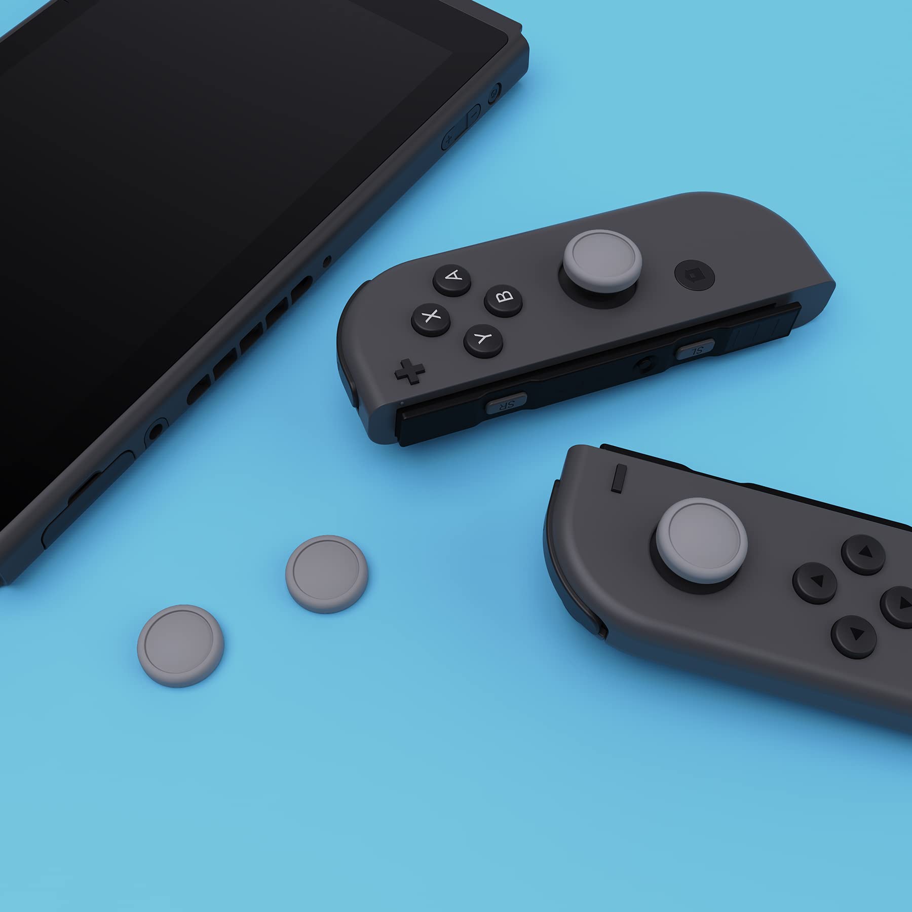 eXtremeRate PlayVital Switch Thumb Grip Caps, Joystick Caps for Nintendo Switch Lite, Silicone Analog Cover Thumbstick Grips for Switch OLED Joycon - Gray