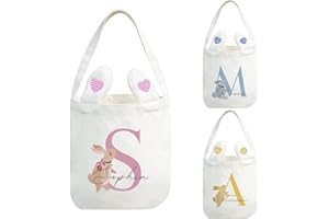 Party to Be Customized Name Easter Bunny Basket for Kids Girls Boys Personalized Easter Buckets with Name & Initial Customize